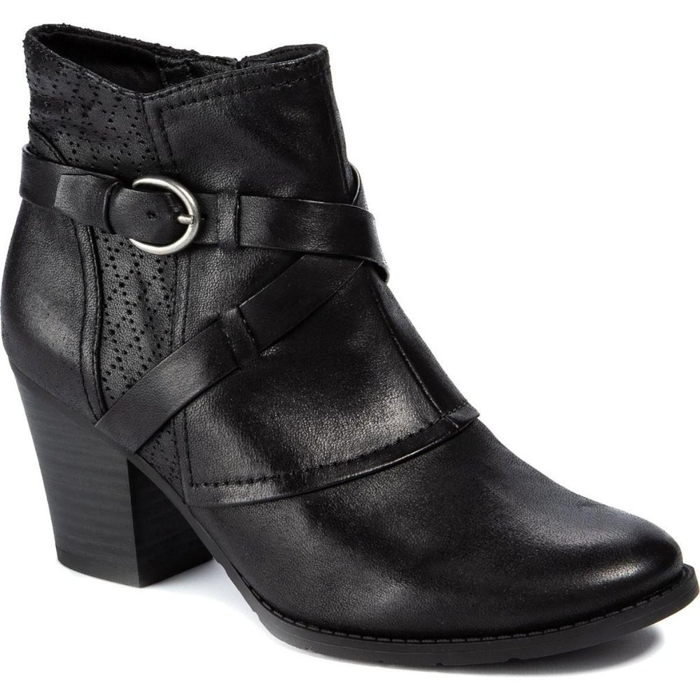 New LAUNA WOMEN FAUX LEATHER BLOCK HEEL BOOTIE 8.5